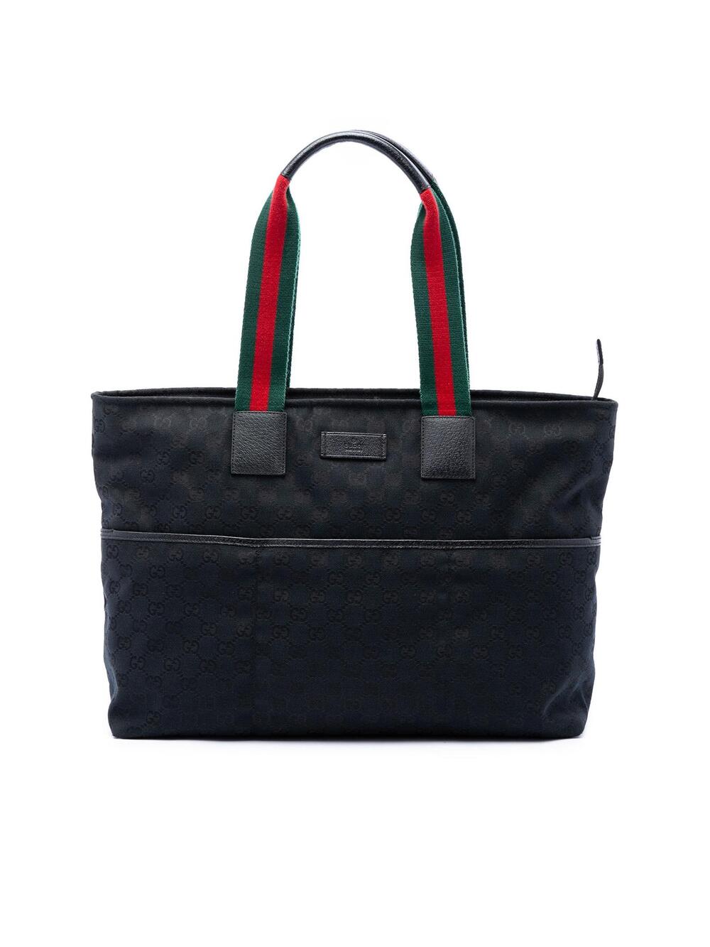 Gucci Gg Canvas Web Tote Pre-Loved Navy #369897G50B
